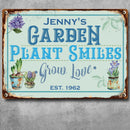 Metal Garden Sign, Plant Smiles Grow Love Vintage Sign, Personalized Housewarming Gifts