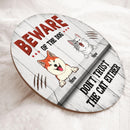 Beware Of The Dogs Custom Wooden Sign, Gifts For Pet Lovers, Don't Trust The Cats Either Warning Signs