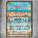 Metal Poolside Sign, Gifts For Family, Cocktails Cool Drinks It's Always 5 O'clock Hawaiian Styles Signs