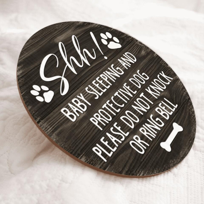 Personalized Wood Signs, Gifts For Dog Lovers, Shh Sleeping Baby And Protective Dogs Please Do Not Knock