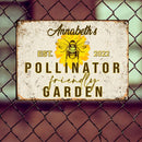 Metal Garden Sign, Pollinator Friendly Garden Bee And Flower, Personalized Housewarming Gifts