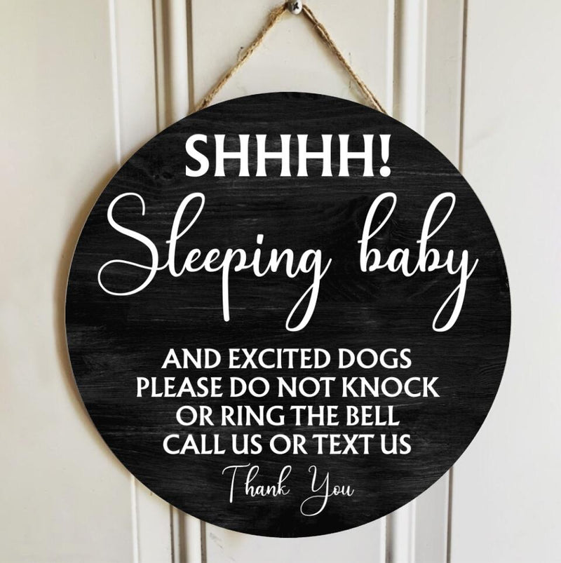 Personalized Wood Signs, Gifts For Dog Lovers, Shh Sleeping Baby And Excited Dogs Please Do Not Knock