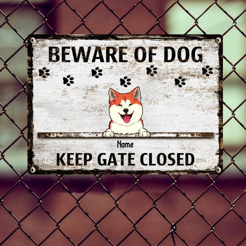 Beware Of Dogs Metal Yard Sign, Gifts For Dog Lovers, Keep Gate Closed Funny Warning Signs