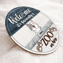 Personalized Wood Signs, Gifts For Cat Lovers, It's Basically A Zoo In Here Welcome Door Signs