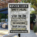 Metal River Sign, River Life Wake Up Smiling Soak Up The Sun Sit By The Fire, Personalized Housewarming Gifts