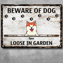 Beware Of Dogs Metal Yard Sign, Gifts For Dog Lovers, Loose In Garden Funny Warning Signs