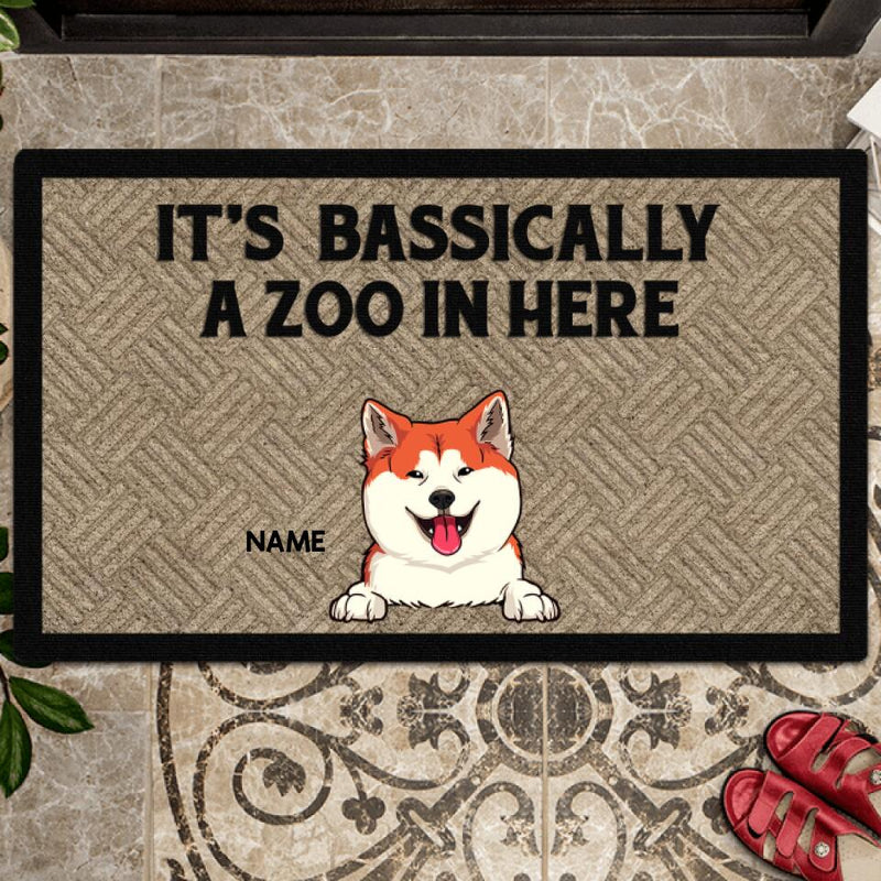 Personalized Doormat, Gifts For Dog Lovers, It's Basically A Zoo In Here Front Door Mat