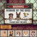 Beware Of The Dogs Metal Yard Sign, Gifts For Dog Lovers, Please Shut The Gate Funny Warning Signs