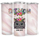 Cat Mom - Flower Wreath - Personalized Cat Tumbler