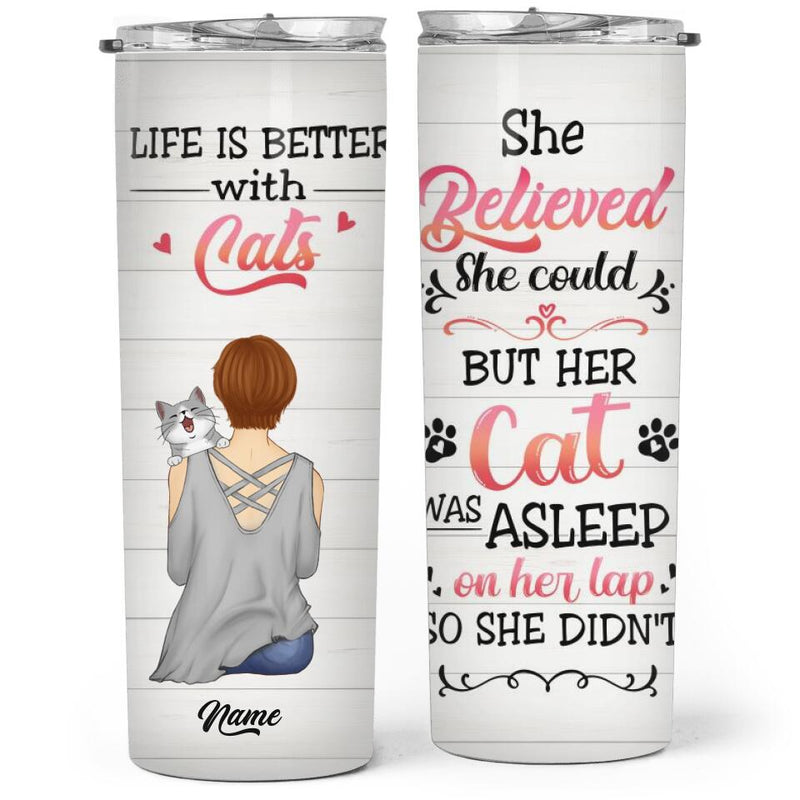Life Is Beter With Cats, Girl & Cats, Personalized Cat Breeds Tumbler, Gifts For Cat Lovers