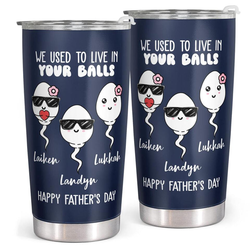 We Used To Live In Your Balls - Personalized Custom Tumbler - Gift for Dad, Father