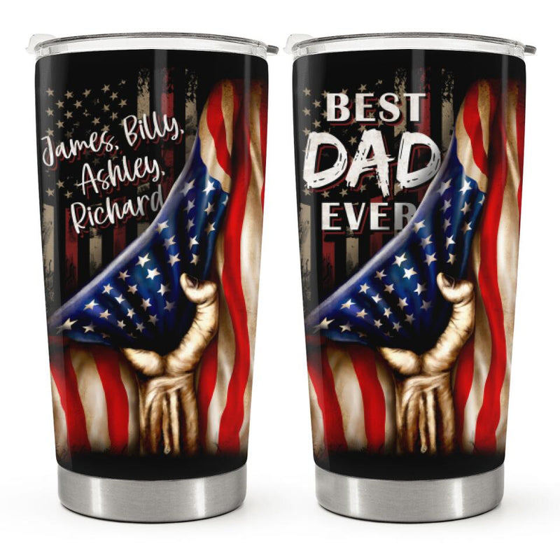 Best Dad Ever - Veteran American Flag Background - Personalized Custom Tumbler - Gift For Dad, Father