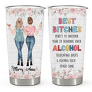 Best Bitches - Alcohol - Floral Personalized Custom Tumbler - Birthday Gift For Best Friend, Bestie, BFF