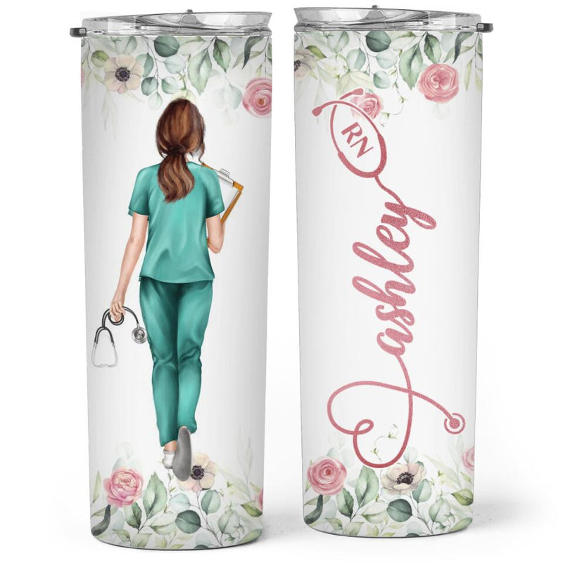 Floral Nurse Week 2022 Tumbler - Personalized Custom Skinny Tumbler - Gift For Nurse