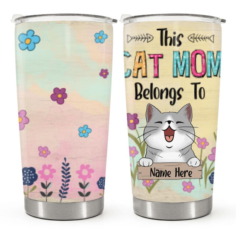 This Cat Mom Belongs To Chubby Cute Cats - Personalized Tumbler