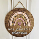 Personalized Name Teacher Door Signs Decor - Rainbow Teacher Appreciation Gifts