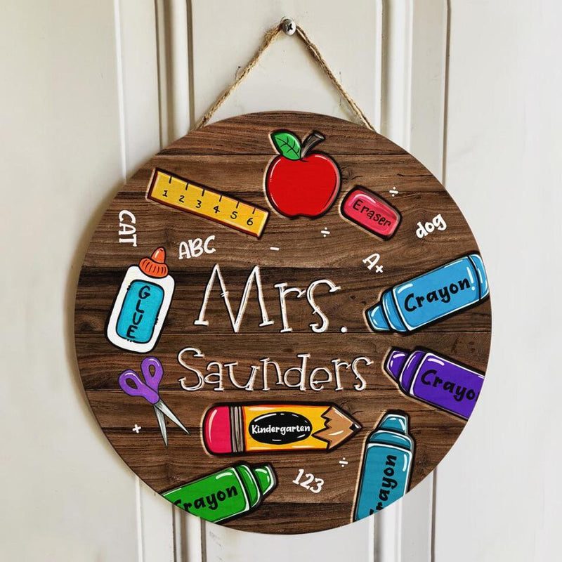 Personalized Name Teacher Pencil Sign Door Hanger - Teacher Appreciation Week Gift Ideas