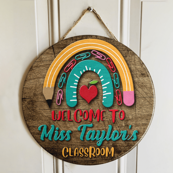 Personalized Name Pencil Teacher Sign Door Hangers - Best Teacher Appreciation Gifts