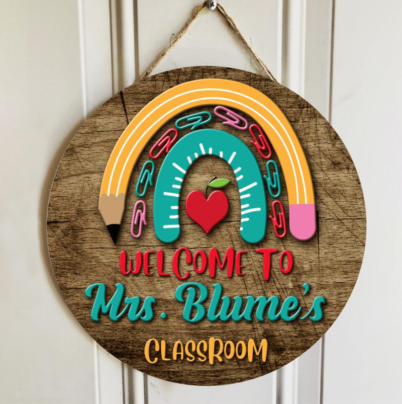 Personalized Name Pencil Teacher Sign Door Hangers - Best Teacher Appreciation Gifts