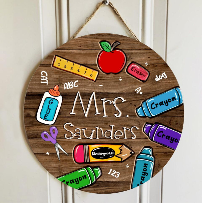 Personalized Name Teacher Pencil Sign Door Hanger - Teacher Appreciation Week Gift Ideas