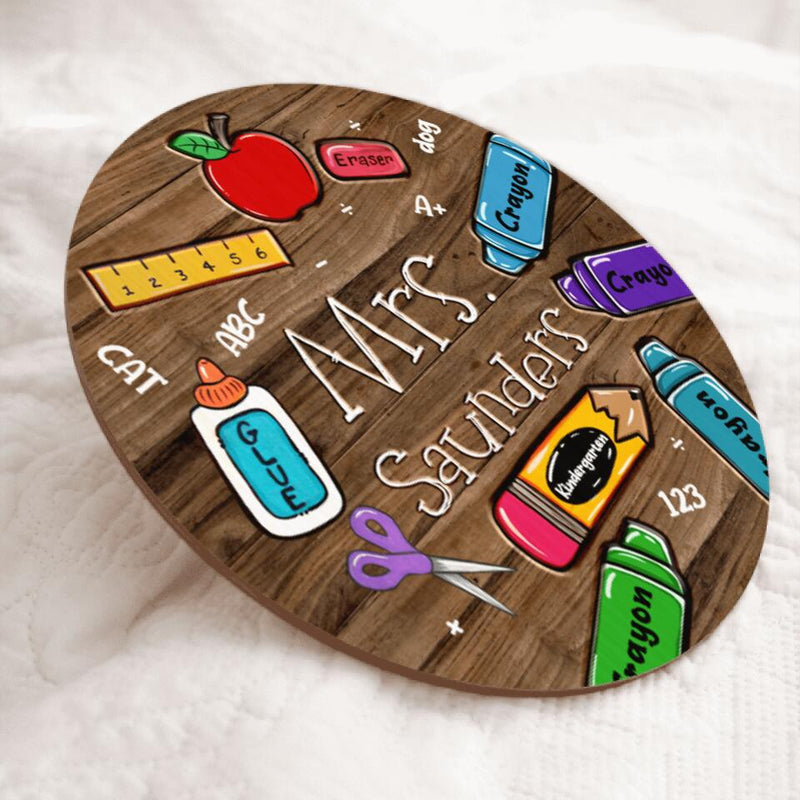 Personalized Name Teacher Pencil Sign Door Hanger - Teacher Appreciation Week Gift Ideas