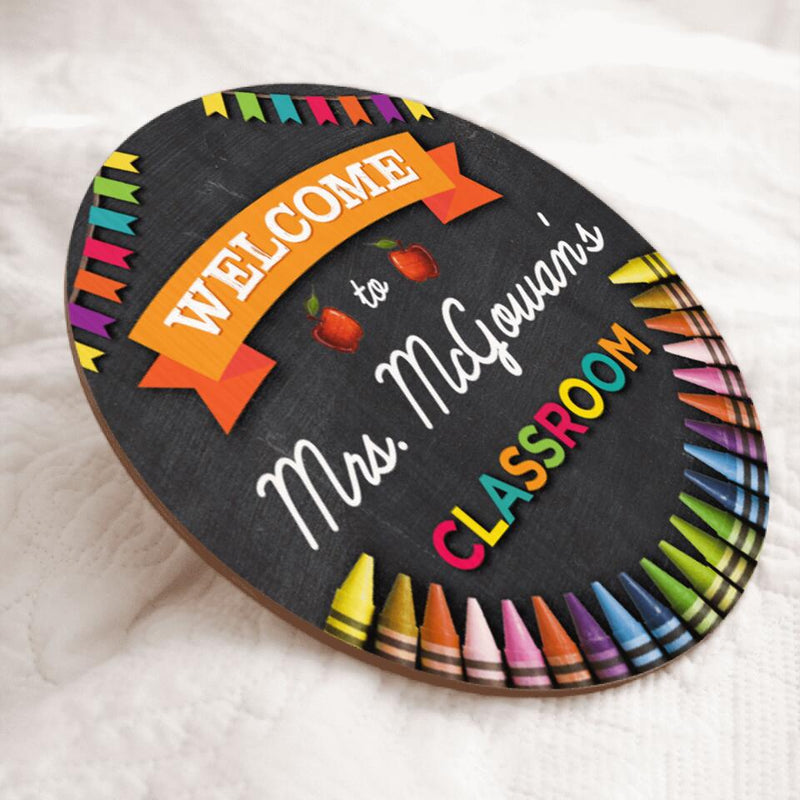 Personalized Name Welcome Teacher Door Signs For Classroom - Best Gifts For Teachers