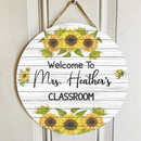 Personalized Name Teacher Door Hanger Sunflower Welcome Signs For Door - Best Teacher Gifts