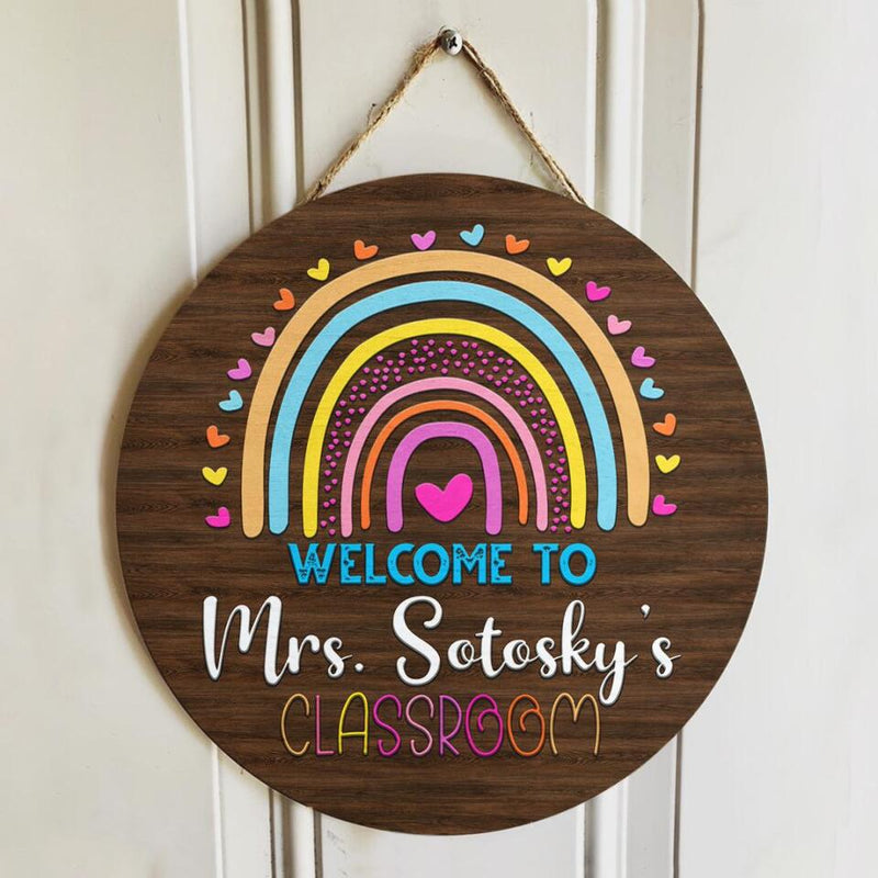 Personalized Name Welcome Teacher Door Hanger Classroom Sign - Best Teacher Gifts