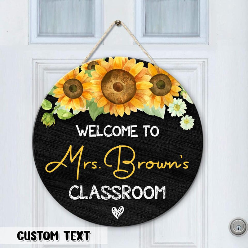 Personalized Name Teacher Door Hangers Sunflower Welcome Signs - Best Gifts For Teachers