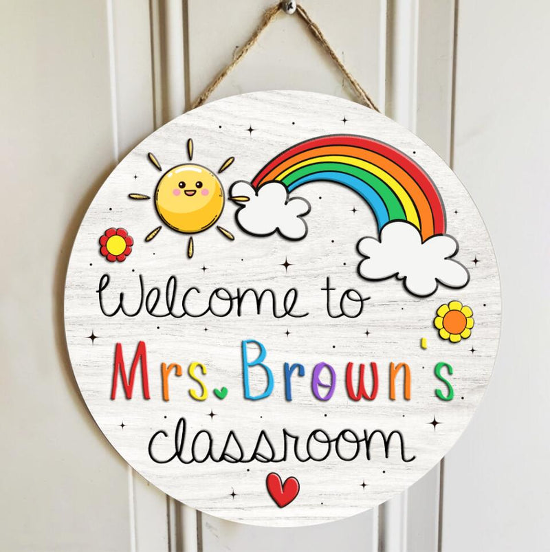 Personalized Name Welcome Sign Teacher Door Hanger - Best Teacher Christmas Gifts
