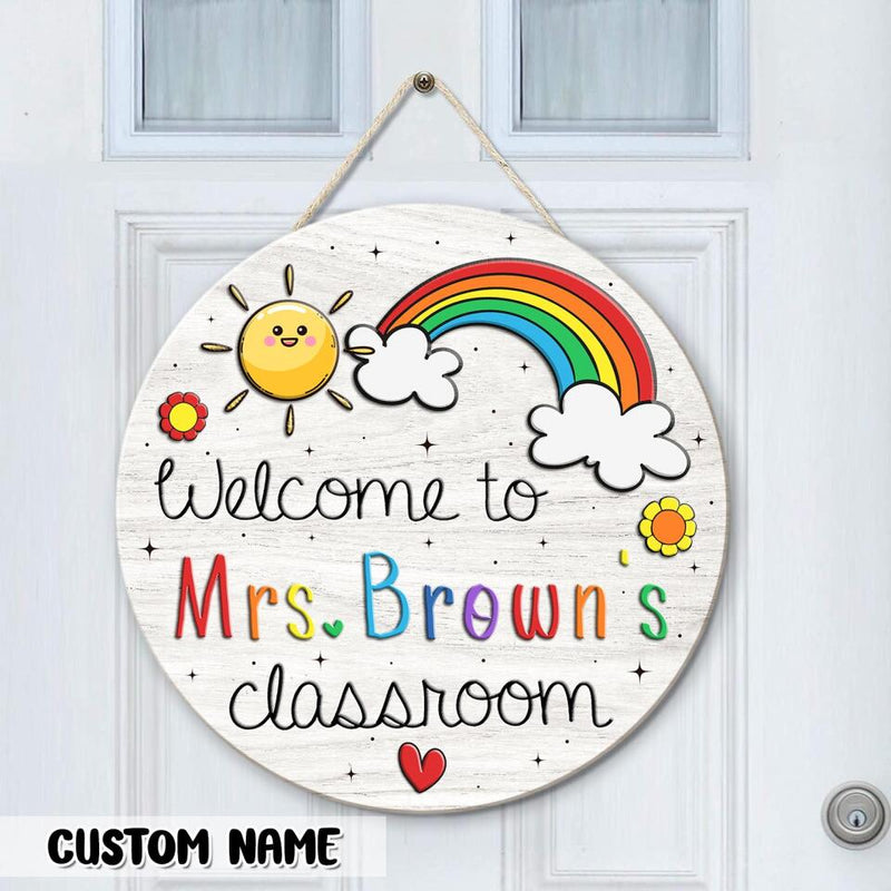 Personalized Name Welcome Sign Teacher Door Hanger - Best Teacher Christmas Gifts