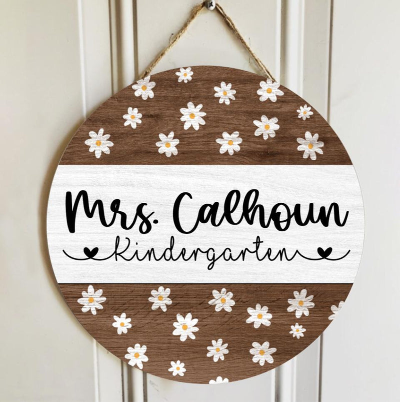 Personalized Teacher Name Classroom Door Hanger Sign Decor - Flower Gift Ideas For Teachers