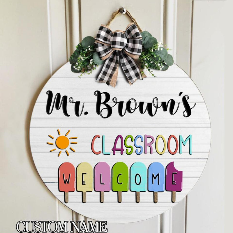 Personalized Name Classroom Welcome Teacher Door Signs - Teacher Christmas Gifts Ideas