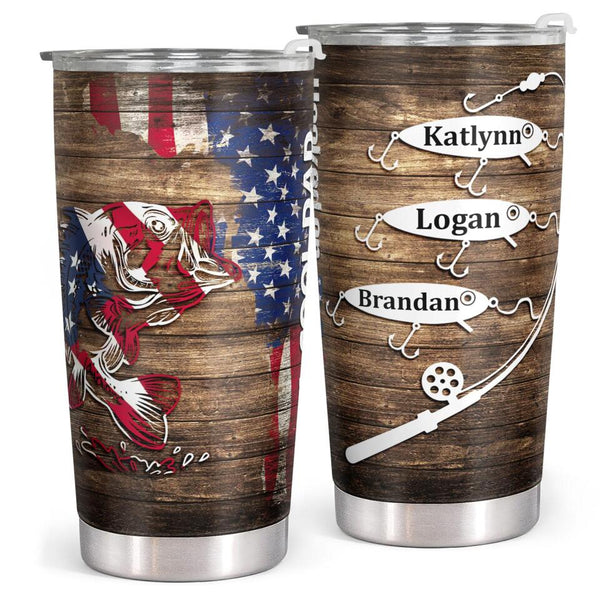 Happy Birthday Dad, Dad Christmas Gifts - Personalized Custom Tumbler - Fishing Gifts for Dad