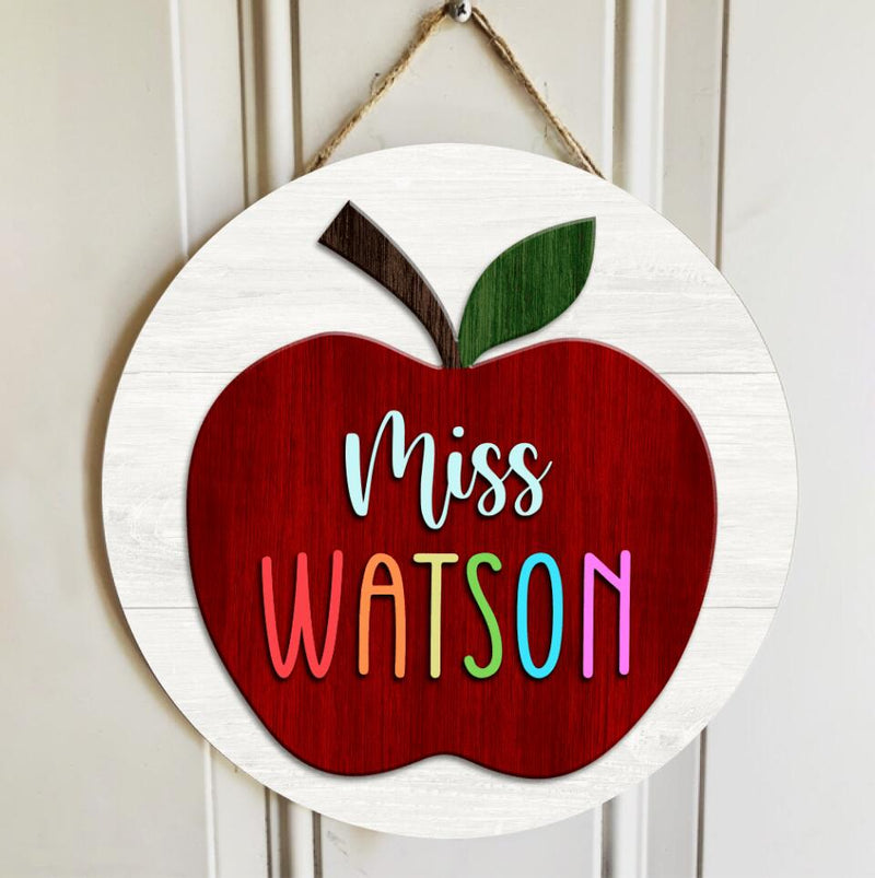Personalized Apple Teacher Door Signs - Teacher Appreciation Gifts, End of Year Teacher Gifts