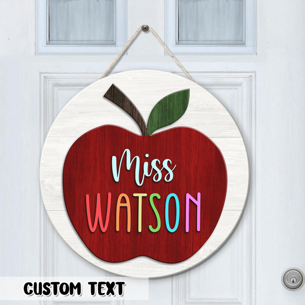 Personalized Apple Teacher Door Signs - Teacher Appreciation Gifts, End of Year Teacher Gifts