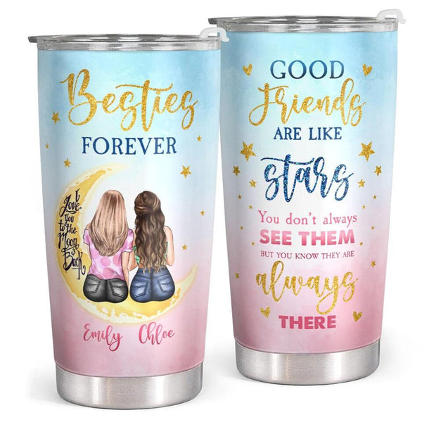 Friendship Best Friend Gifts, Happy Birthday Bestie, BFF - Good Friends Are Like Stars - Personalized Tumbler