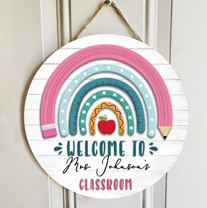 Personalized Teacher Name Signs For Door Decor - Rainbow Back To School Gifts For Teachers
