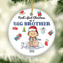 Big Brother's First Christmas Ornament, Personalized Sibling Ornament, Big Brother Little New Baby Keepsake, Pregnancy Announcement Ornament
