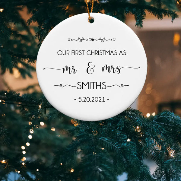 Our First Christmas as Mr. and Mrs. Ornament,Personalized Ornament, Just Married Ornament,Christmas Ornament,Wedding Gift,Couple Gift