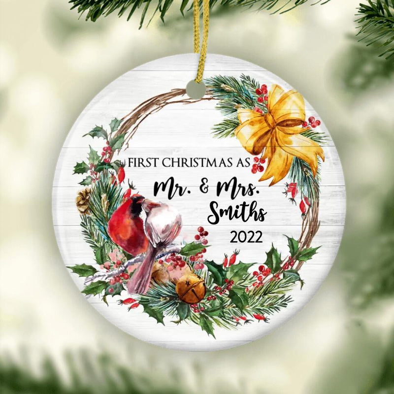 First Christmas as Mr. and Mrs. Ornament,Couple Cardinal Ornament,Personalized Ornament,Keepsake,Christmas Ornament,Wedding Gift,Couple Gift