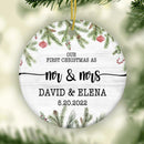 Our First Christmas Ornament, Personalized Ornament, Botanical Ceramic Christmas Ornament, Just Married Ornament, Wedding Gift, Couple Gifts