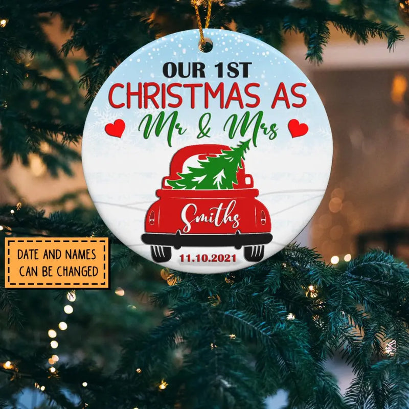 Our First Christmas as Mr and Mrs Ornament, First Christmas Married Ornament, Christmas Truck, Just Married Ornament, Personalized Ornament