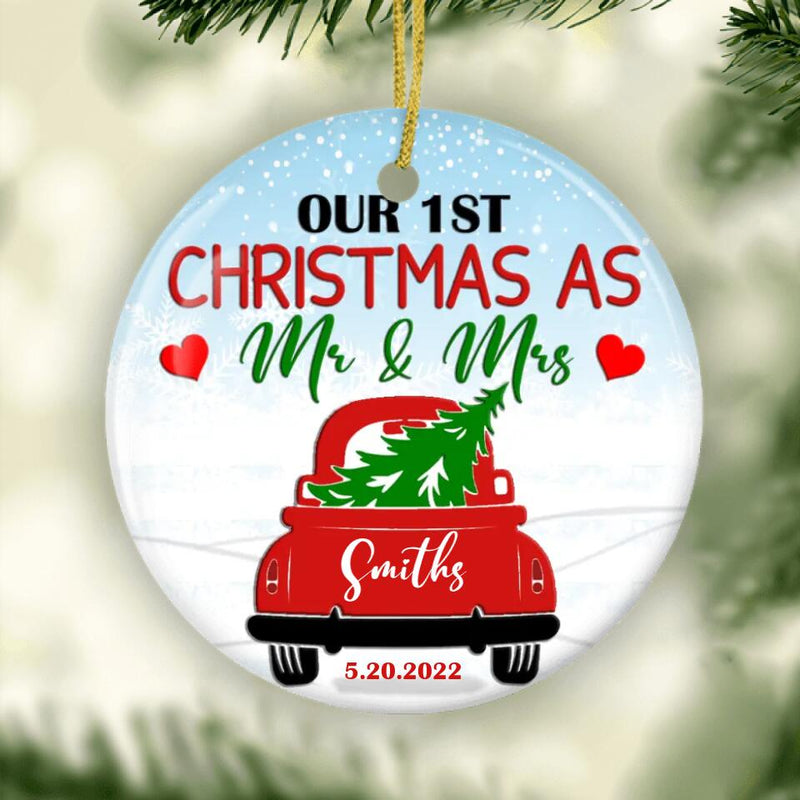Our First Christmas as Mr and Mrs Ornament, First Christmas Married Ornament, Christmas Truck, Just Married Ornament, Personalized Ornament
