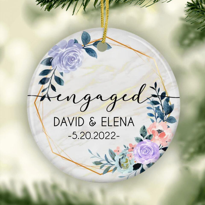 Personalized Engagement Ornament, Ceramic Engaged Ornament, Engaged Christmas Ornament, Engagement Gift, Engagement Party Gift, Couple Gift