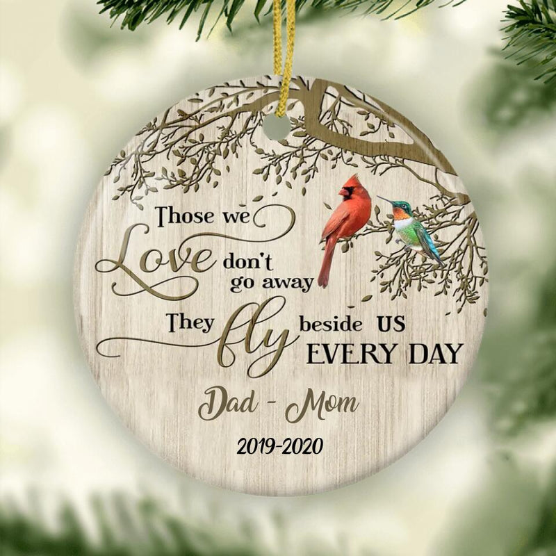 Personalized Cardinal & Hummingbird Ornament, Memorial Christmas Ornament, Remembrance Gift, Christmas Tree Decorations, Keepsake Ornament
