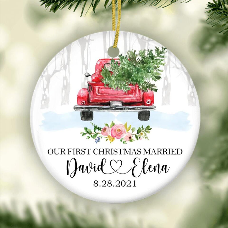 Personalized First Christmas Married Ornament, Married Christmas Ornament, Our First Christmas Married Ornament, Wedding Gift, Newlywed Gift