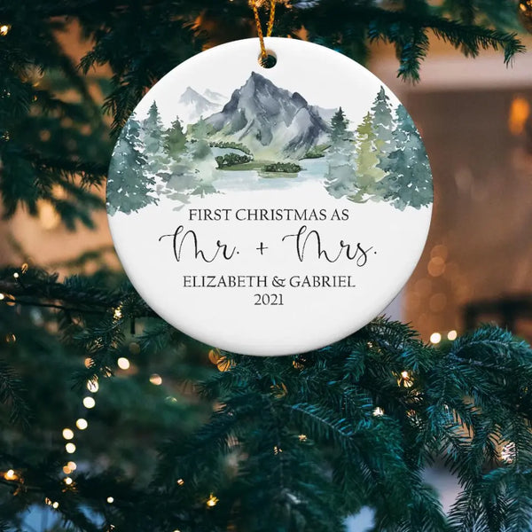 First Christmas as Mr and Mrs Ornament, Personalized Christmas Ornament for Newlyweds, Christmas Married Ornament, Wedding Gift, Couple Gift