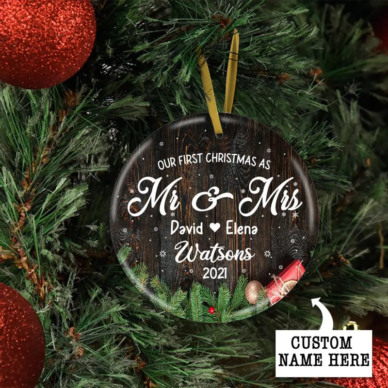 First Christmas Married Ornament, Personalized Ornament, Our First Christmas as Mr and Mrs Ornament, Married Christmas Ornament, Couple Gift