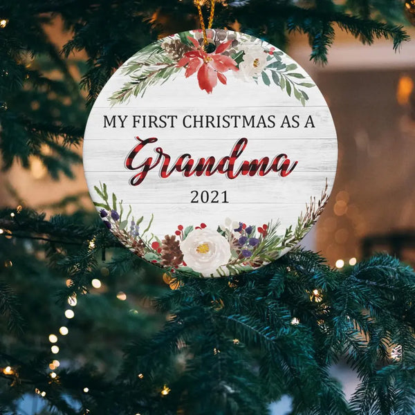 First Christmas As A Grandma Ornament, Personalized Grandparents Ornament, Pregnancy Announcement, New Grandma Gift, Grandma Christmas Gift